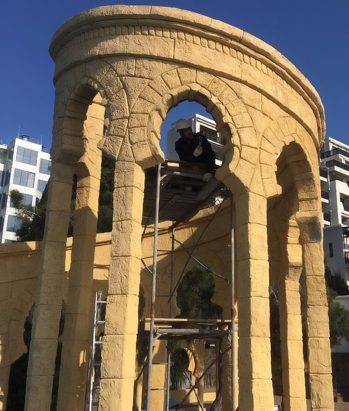 Art concrete fireplace